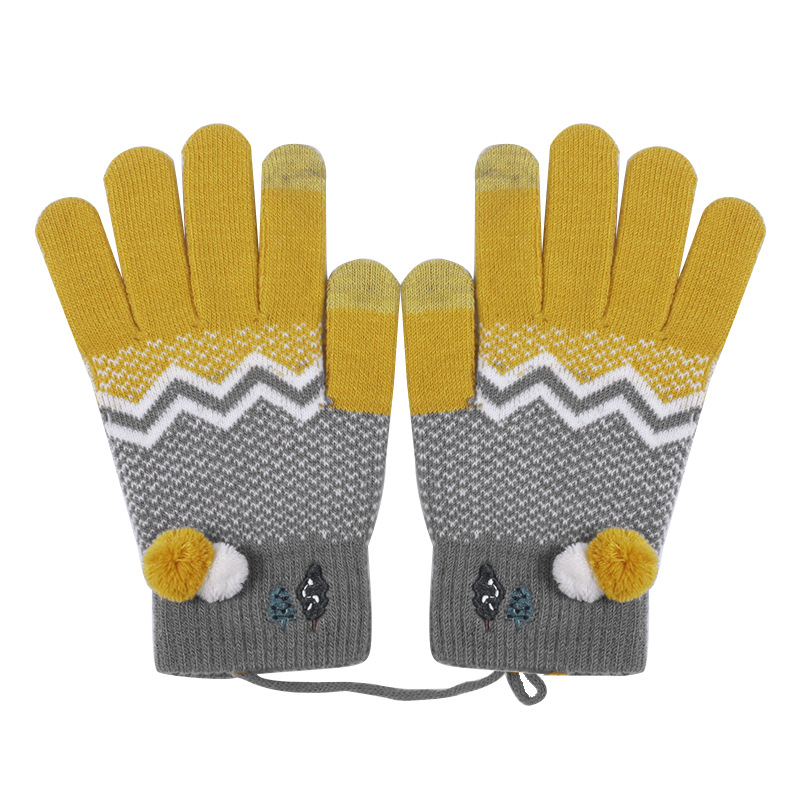 Children's Touch Screen and Tablet and Thermal Ordering Ball Autumn and Winter Factory Jacquard Gloves Factory Direct Supply