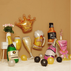 大號香檳酒瓶酒杯鋁膜氣球生日派對婚慶婚禮裝飾布置鋁箔氣球批發