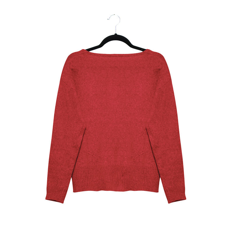 solid color V-neck long-sleeved sweater  NSLK18845