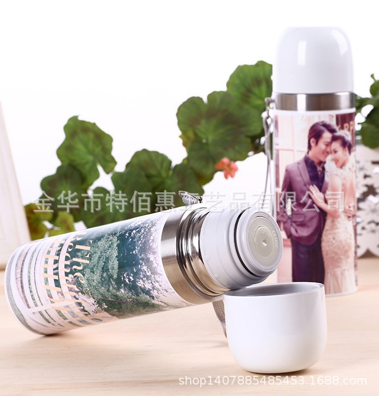 厂家直销不锈钢吊带子弹头空白涂层水杯热转双层保温