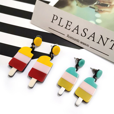 新款公主风清新女韩国气质百搭个性冰条雪糕可爱学生亚克力长款