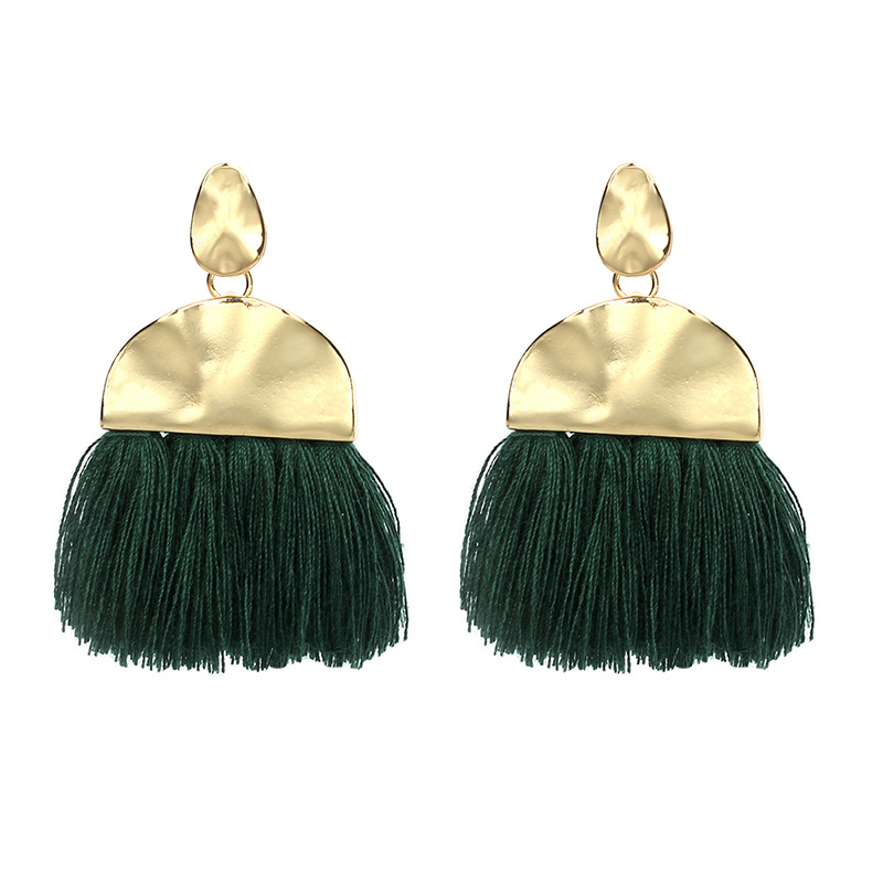 15g Weight Earrings Classification Travel Occasion Women'S Gender Rose Red, White, Pink, Green, Yellow, Black Color Fashion New Fringed Geometric Exaggerated Wild Fan-shaped Bohemian Ethnic Style Earrings For Women 4