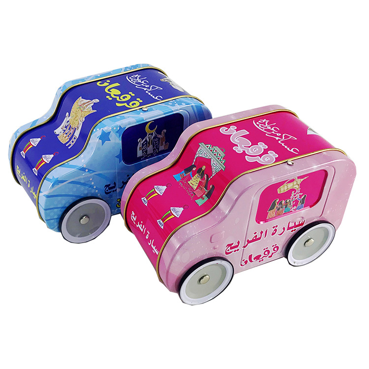 批发零售通用金属马口铁异形储存QQ糖果熊仔饼干车仔罐可来图制