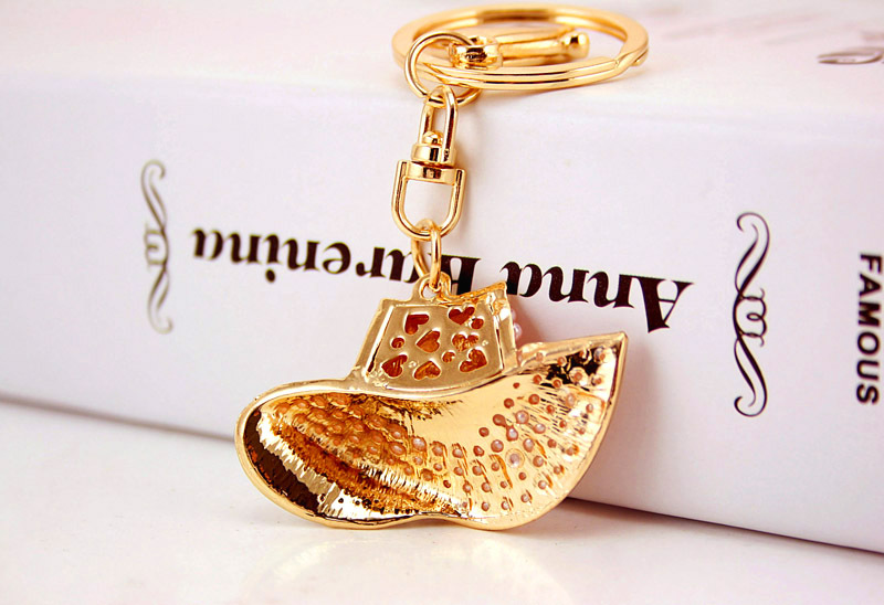 White, Peach Color Pearl Hat Keychain
