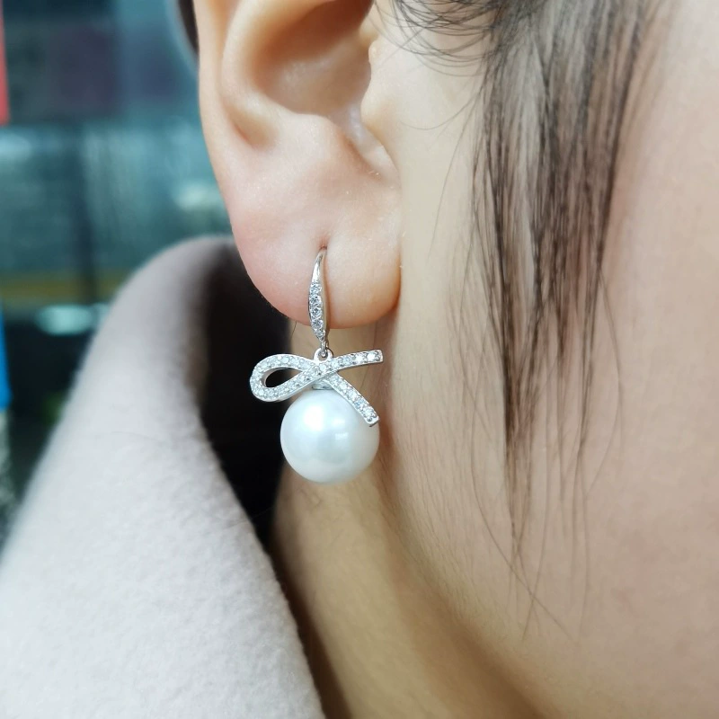 Серьги, аксессуар с бантом, образец из серебра 925