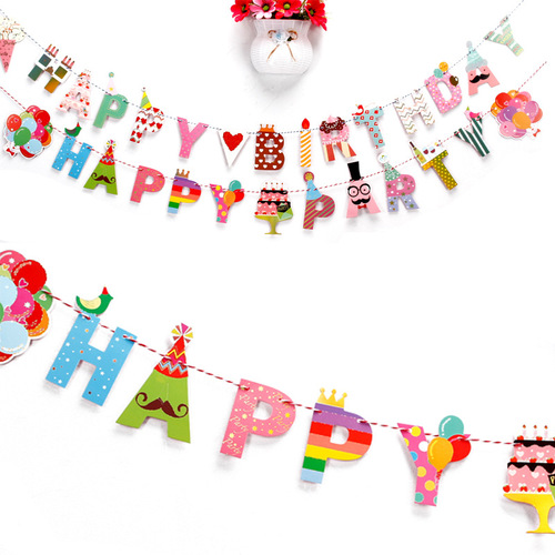 Manufacturer birthday pull flag letter banner hanging flag party party decoration pennant paper string housewarming wedding decoration