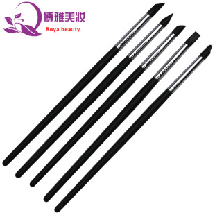 Nail Art Tools 5 Sets Black Rod Hollow Carving Embossing Pen Silicone Pen Small Head Nail Art Rubber Head Pen