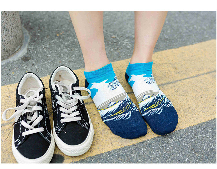 European And American Trend Cartoon Famous Painting Ladies Cotton Boat Socks Wholesale display picture 3