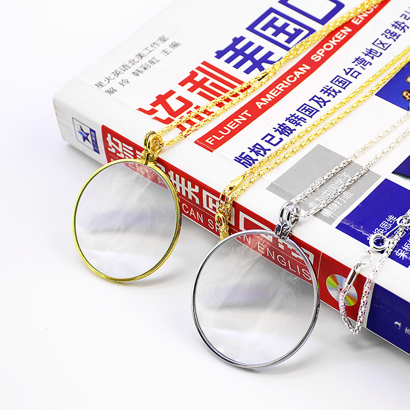 12092 zinc alloy necklace 6 times the elderly reading newspaper necklace magnifying glass e-commerce magnifying glass