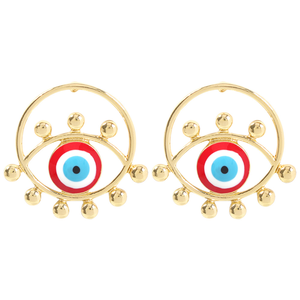 Jewelry Geometric Round Alloy Drop Oil Devil&#39;s Eye Retro Earrings display picture 8