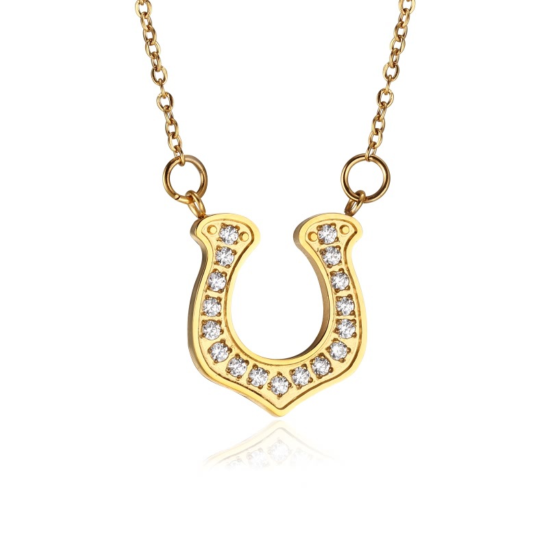 廠家直銷歐美流行飾品項鏈吊墜耳環套裝 雙層愛心鑲鑽桃u形項鏈