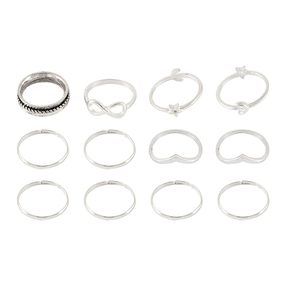 8-stelliger Damen-ringsatz Im Antiken Silber Im Böhmischen Ethnischen Stil display picture 5