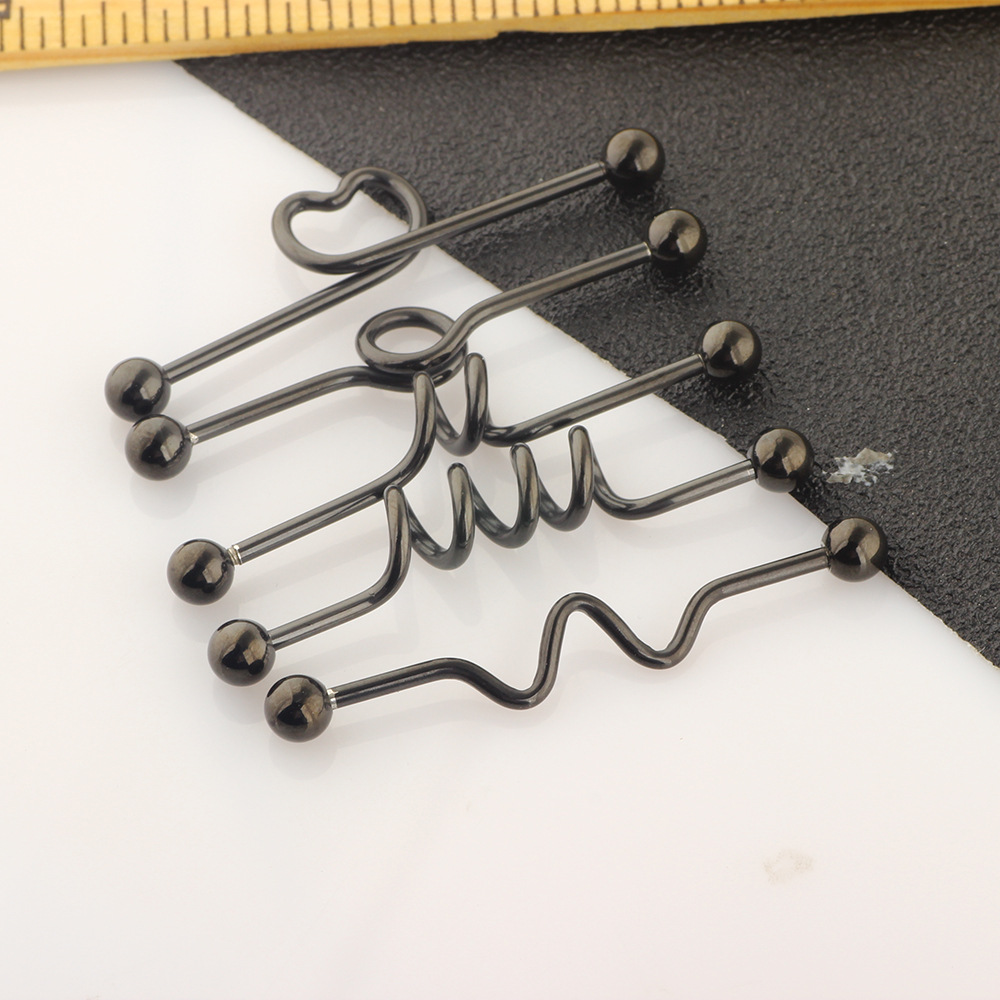 5-Piece Industrial Earring Set Long Rod Piercing Earrings Stainless Steel Ear Cartilage Jewelry Set detail image 25