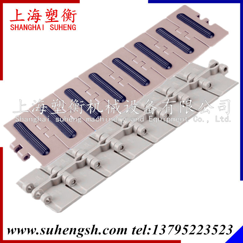 820加胶塑料防滑链板 单铰直行链 热塑性顶板链 塑胶防滑平顶链板