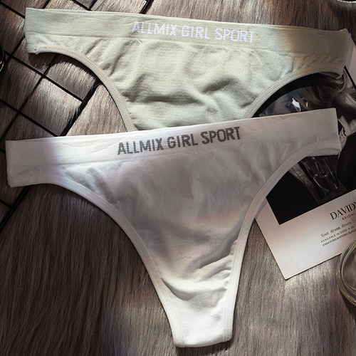 Foreign trade European and American style underwear sexy seamless sports fitness letters wide waist low waist seamless briefs thong