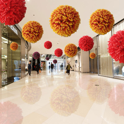 彩色仿真尤加利草球 家居商场装饰 吊挂人造塑料植物球绿植球批发|ru