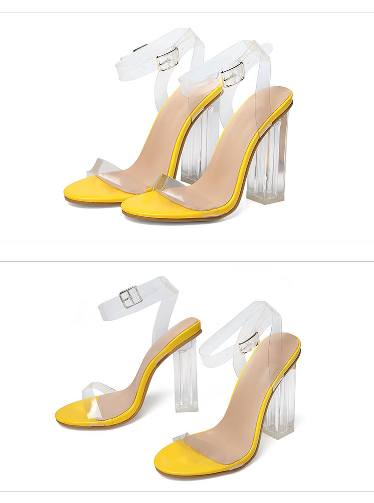 Large size sandals women Europe and America sexy one-button high heel sandals personality transparent sandals with women_voghion.com