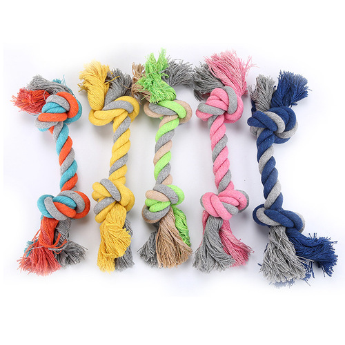 Dog toy three-strand rope, tooth-cleaning and bite-resistant pet cotton rope, double-knot bone molar small 18cm pet toy