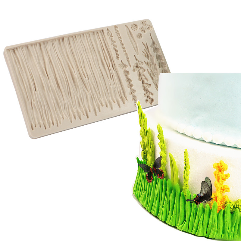 Molde de silicona hoja trigo oído molde hierba para hornear pastel molde bosque fondant cake molde herramienta para hornear