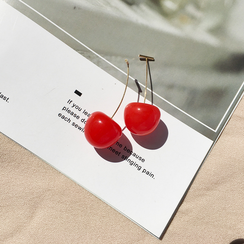 Simple Style Cherry Arylic Alloy Three-dimensional Women's Drop Earrings 1 Pair display picture 2