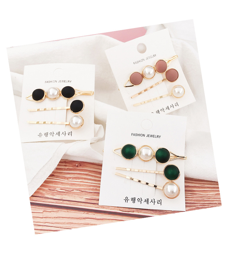 Japan And South Korea Small Fresh Three-piece Combo Hair Clip Pearl Hair Clip Edge Clip Headdress Girl Back Head Hair Accessories Net Red display picture 4