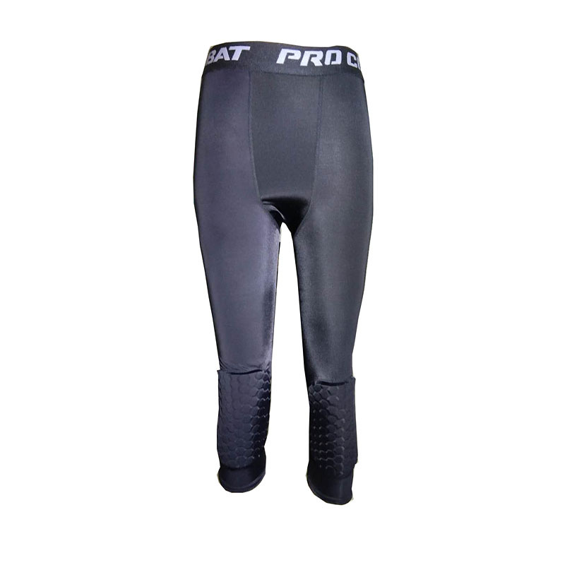 锦纶男士健身七分裤 蜂窝防撞膝盖裤 登山护膝跑步蜂窝护膝护腿|ms