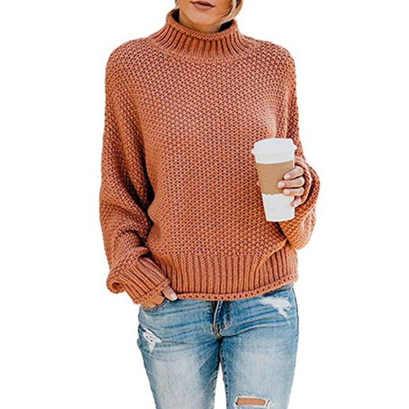 Suéter de Punto Holgado con Cuello Alto para Mujer, Otoño/Invierno 2025, Nuevo en Amazon y Wish, Estilo Europeo y Americano