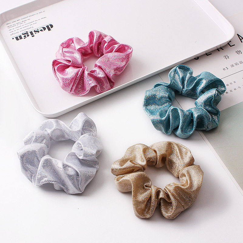 New Fashion Metal Bright Color Radium Bronzing Double Color Cheap Scrunchies Wholesale display picture 30