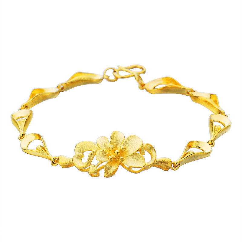 Vietnam arena oro rosa flor pulsera chapado en oro boda novia terciopelo arena pulsera mujer esmerilado imitación oro joyería