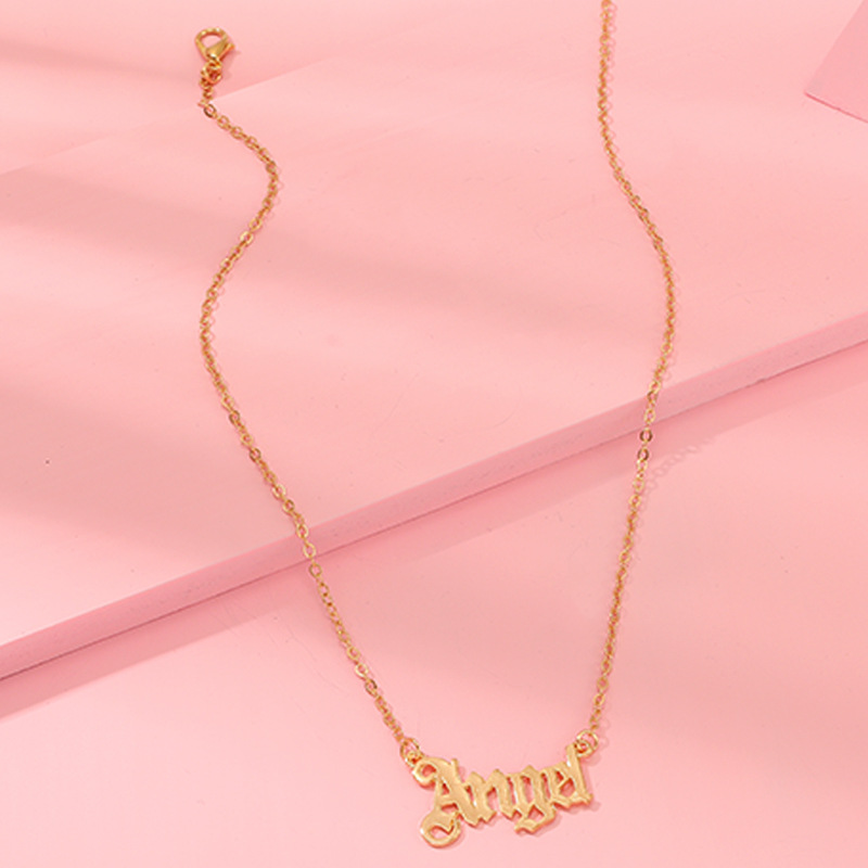 Fashion simple wind letter Angel necklace popular personality angel clavicle chain