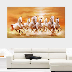 A new Chinese style spray paint core decorative painting of seven white horses galloping, drop-shipped.