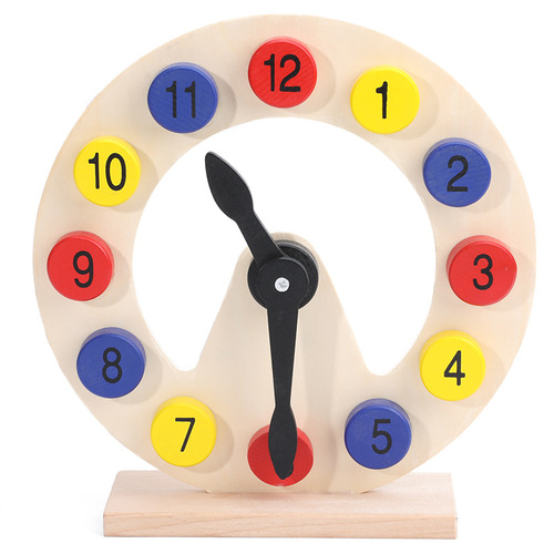 Teaching clock kindergarten children learning alarm clock puzzle enlightenment early education time cognitive clock wooden toy