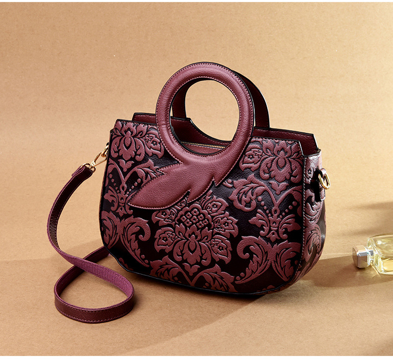Women's bag retro flower women's shoulder messenger bag fashion large capacity women's handbag_voghion.com