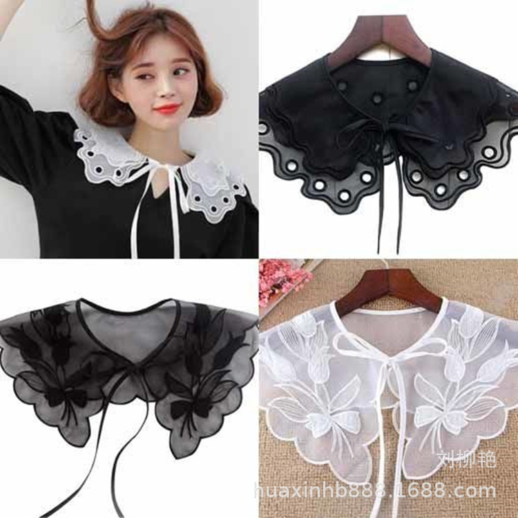 新款韩版假领子女黑白色小披肩百搭时尚娃娃领春夏秋假领 均码