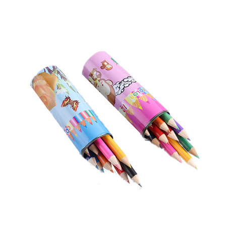 Customized colored lead 12-color barrel colored pencil primary school students painting coloring short pencil children's painting set colored lead