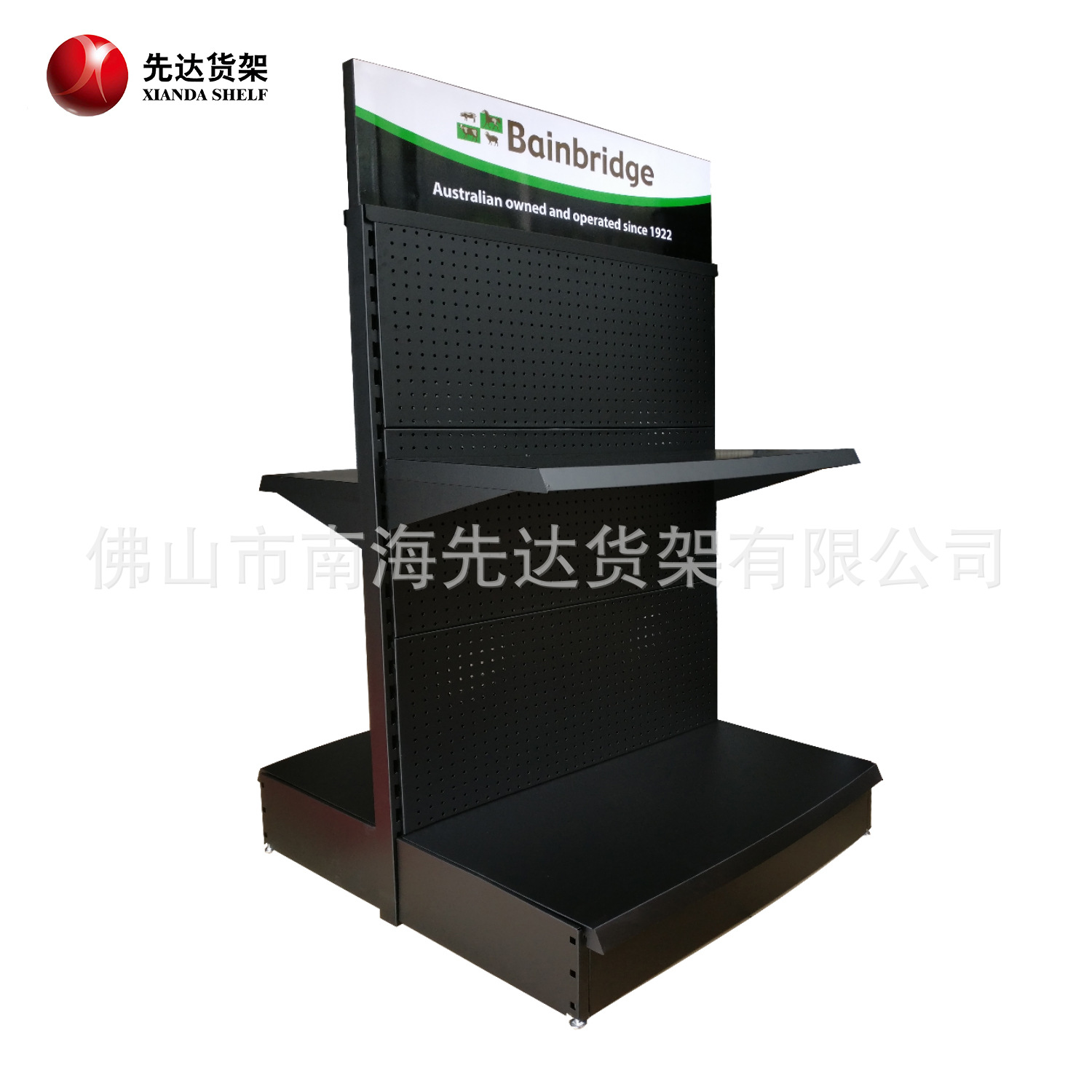 【工厂直销】金属产品双面展示架|带广告牌灯箱