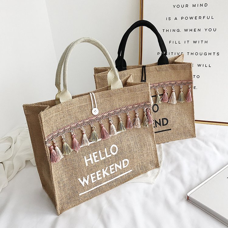 Women's Vintage Style Letter Straw Shopping Bags display picture 3