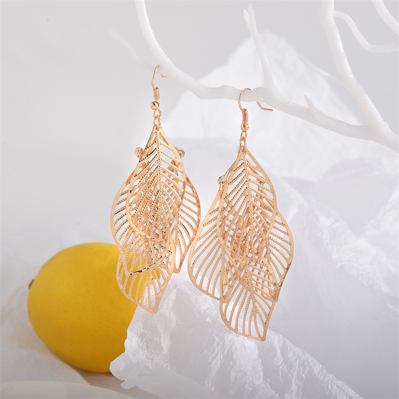 Fashion Leaf Plating Alloy No Inlaid Earrings display picture 6