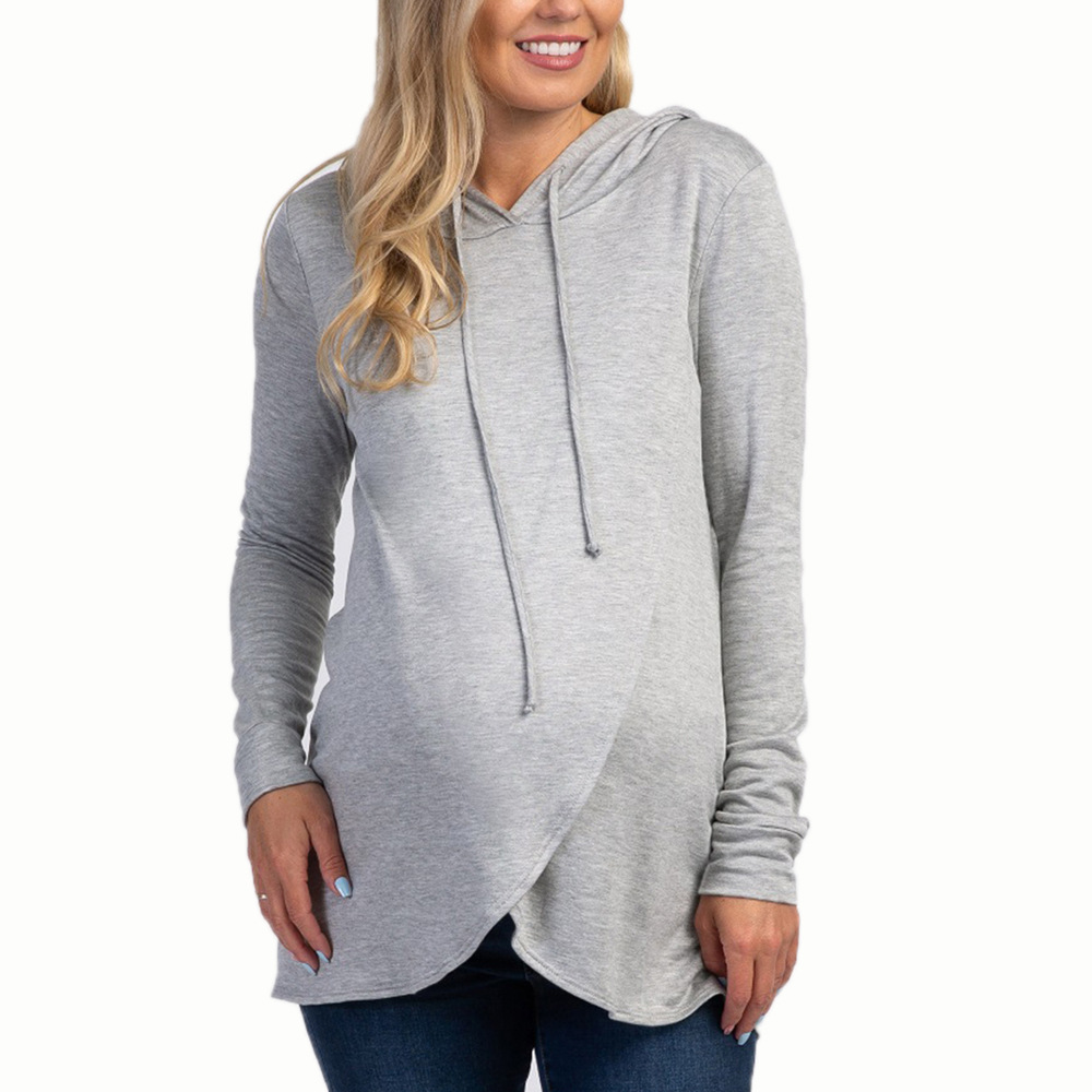 Long-Sleeved Hooded Breastfeeding Maternity Sweatshirt NSHYF116747