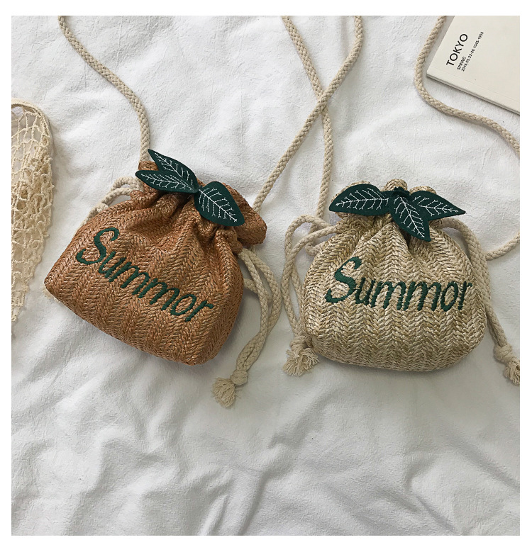 Women's Small Straw Letter Vacation String Straw Bag display picture 43