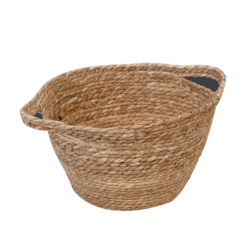 Cesta de almacenamiento portátil tejida de Sauce de hierba de estilo japonés creativo ropa redonda juguete merienda cesta de almacenamiento accesorios de tiro