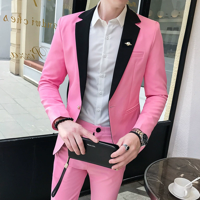 Костюм, пиджак, набор, с длинным рукавом, slim fit, корейский стиль
