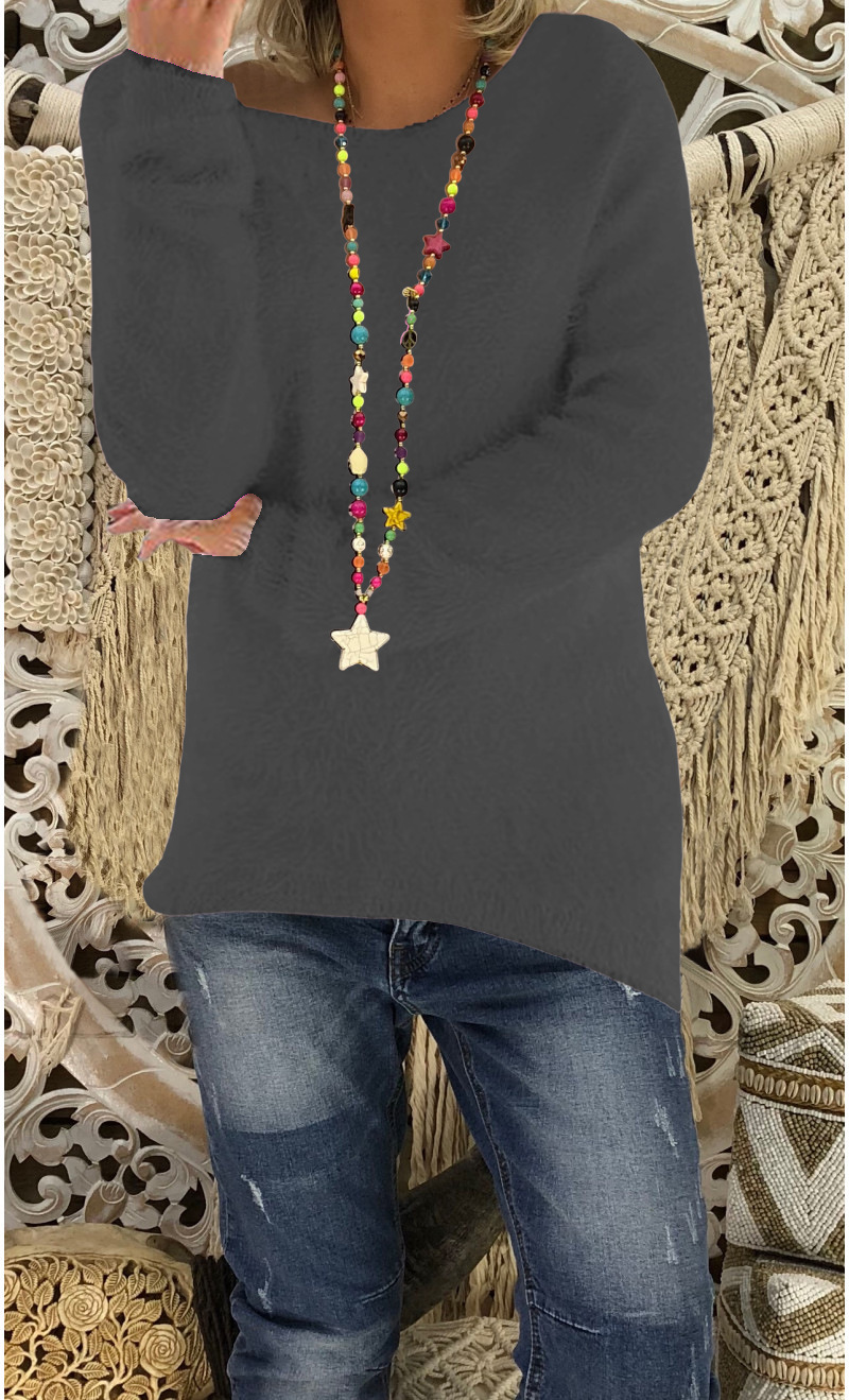 Damen Oversized Langarm Strickpullover Aus Baumwolle Für Herbst_voghion.com