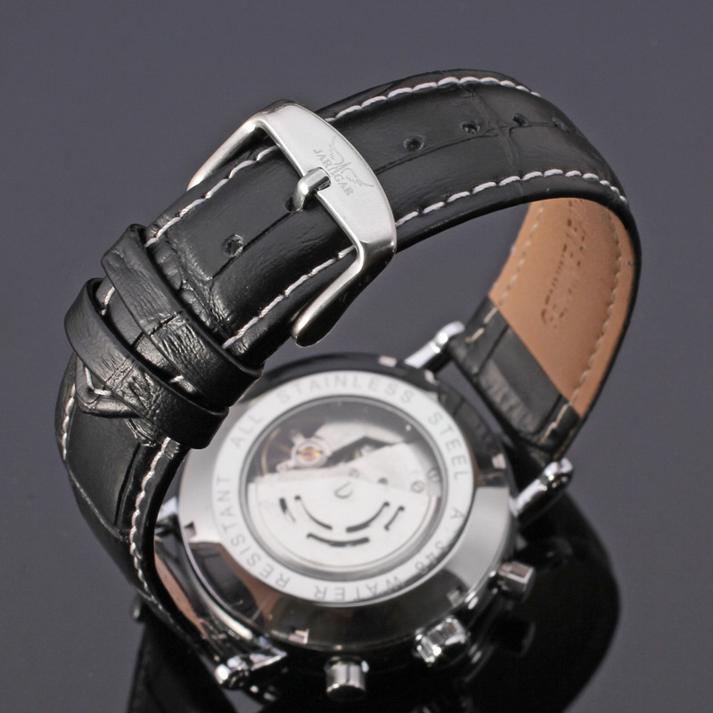 JARAGAR reloj mecánico correa de cuero genuino volante automático reloj mecánico de los hombres de moda reloj casual 348