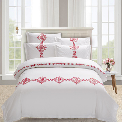 new pattern hotel Cotton satin End of the bed towel printing Bedclothes Four piece suit Hostel Room linen