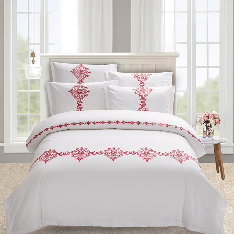 new pattern hotel Cotton satin End of the bed towel printing Bedclothes Four piece suit Hostel Room linen