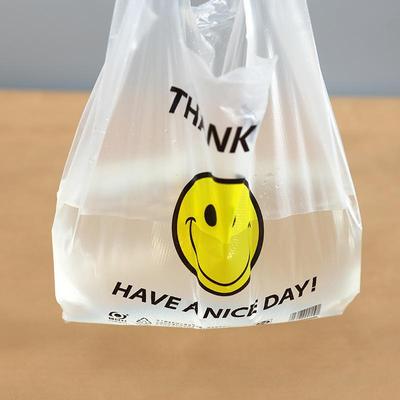 背心笑脸超市购物塑料袋加厚方便食品大小号手提包装袋子批发定制