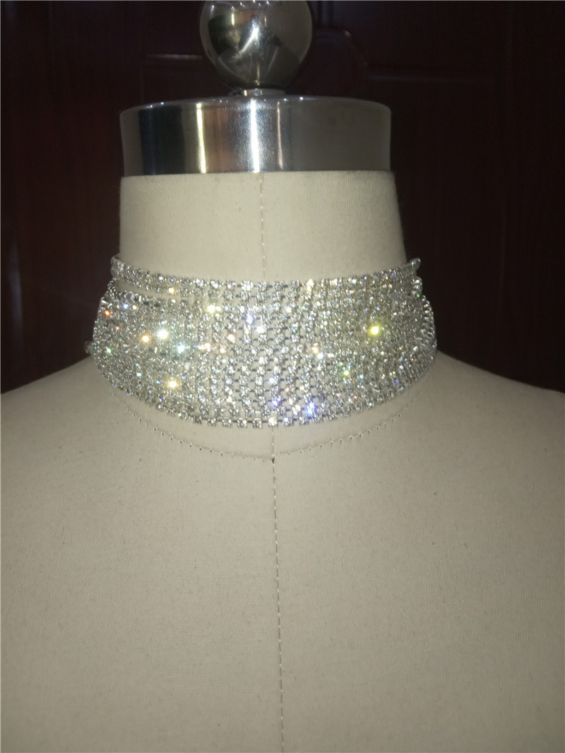 Luxe meerlaagse strass choker ketting voor dames_voghion.com
