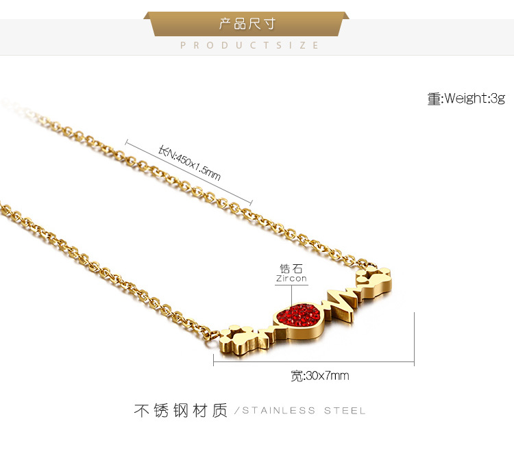 Titan Stahl 18 Karat Vergoldet Koreanische Art Überzug Herz Halskette display picture 2