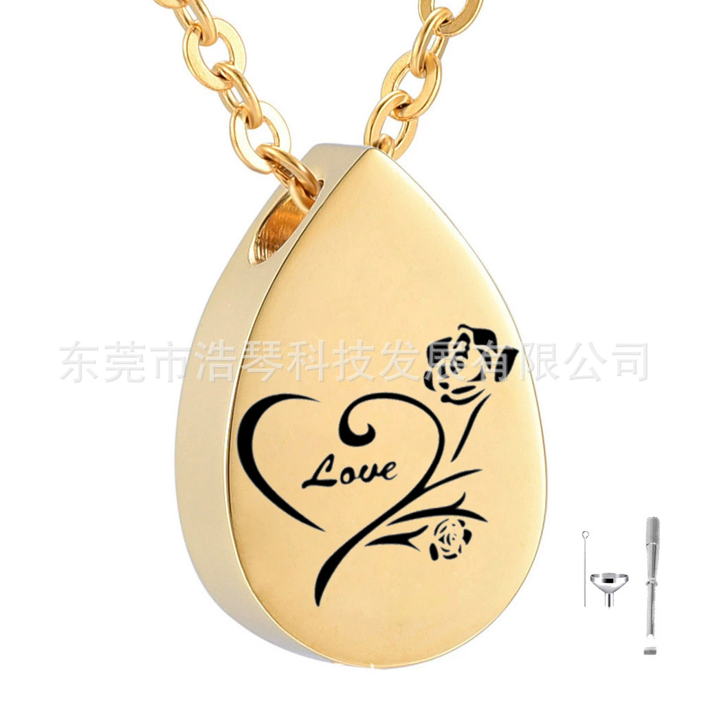 Из нержавеющей стали гальваническим Золотой капли-образный сердце роза пекарное шкатулка кулон ПЭТ пекарное ожерелье флакон духов